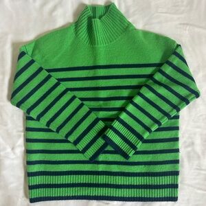 Rails Vibrant Green and Navy Striped Turtleneck Sweater